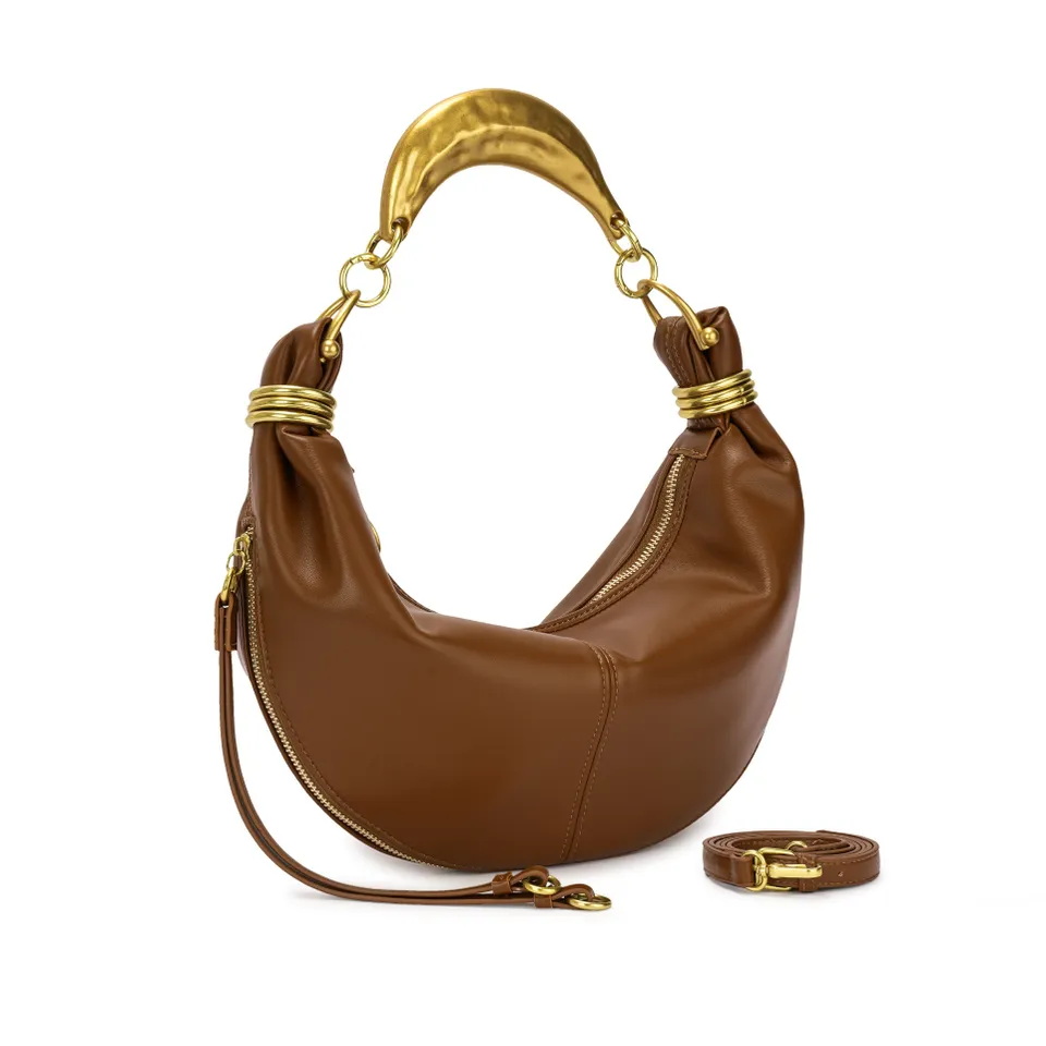 Hobo Bag Moderna Vittoria na cor Marrom — Nay Bags & Shoes